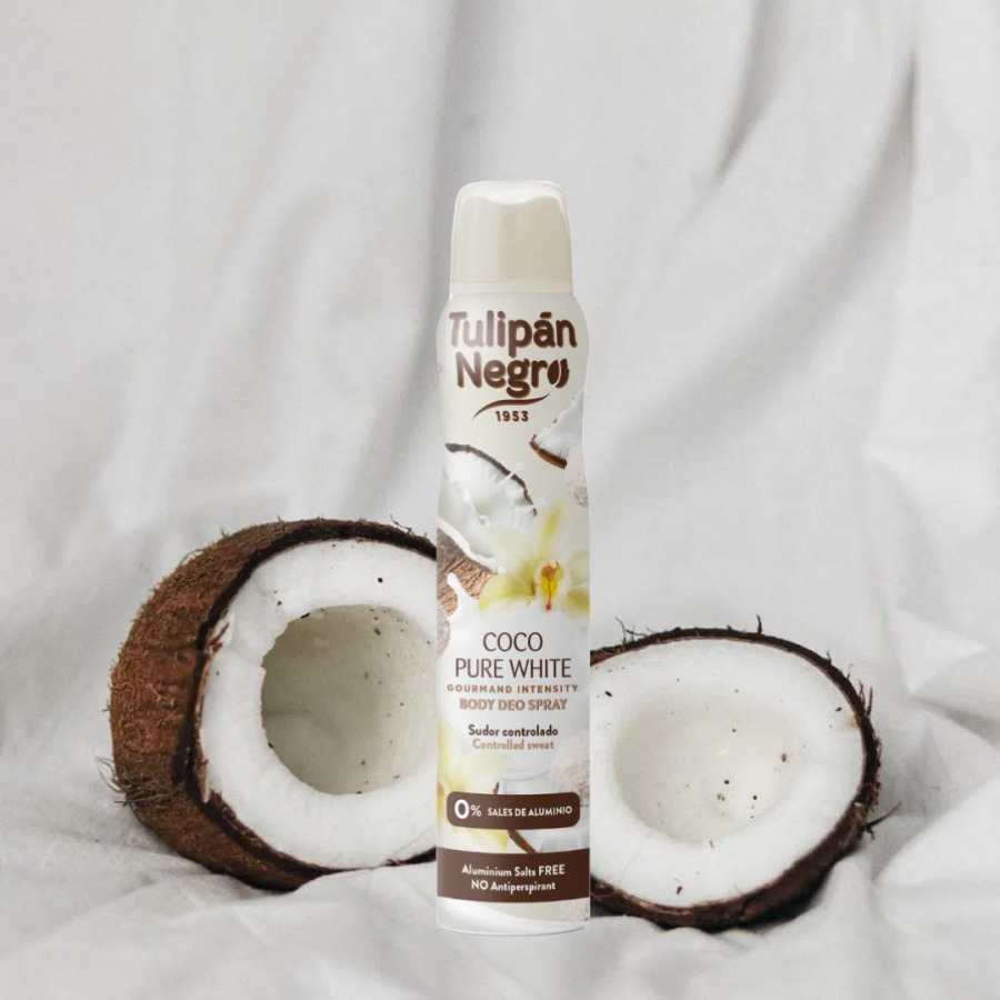 DESODORANTE SPRAY COCO PURE WHITE 200ML.TULIPAN NEGRO