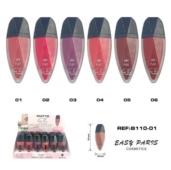 LIPGLOSS MATTE FIJO 24H(0,75 € UNIDAD) PACK 24 EASY PARIS