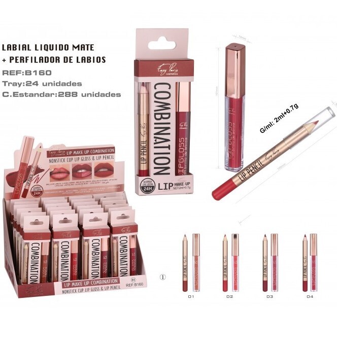 LABIAL LIQUIDO + PERFILADOR LABIOS(1,05 €‚ UNIDAD) PACK 24 EASY PARIS
