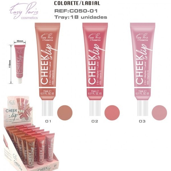 COLORETE + LABIAL(0,80 € UNIDAD) PACK 18 EASY PARIS