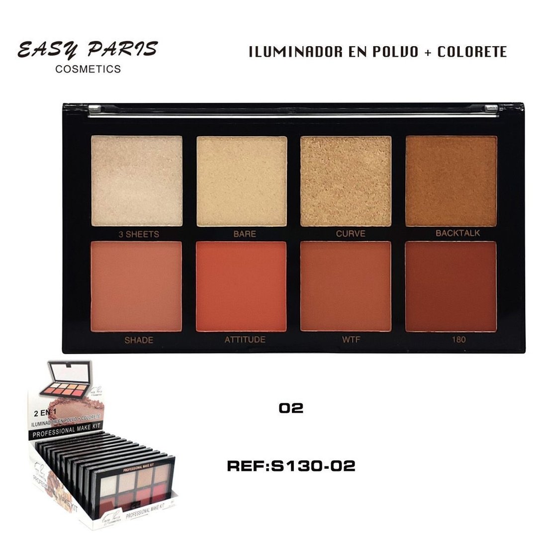 Kit.maq.compac+colorete+iluminador(2.80€ UNIDAD) PACK 12 EASY PARIS