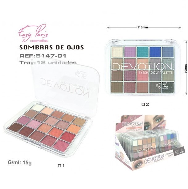 SOMBRA DE OJOS (1.35€ UNIDAD) PACK 12 EASY PARIS