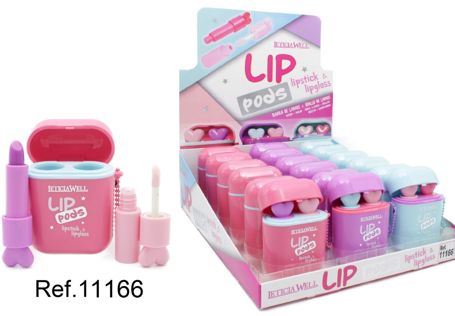 BARRA DE LABIOS + BRILLO (1,45€ UNIDAD) PACK 18 LETICIA WELL