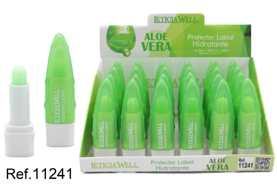 PROTECTOR LABIAL HIDRATANTE ALOE VERA.(0.55€‚UNIDAD) PACK 24 LETICIA WELL