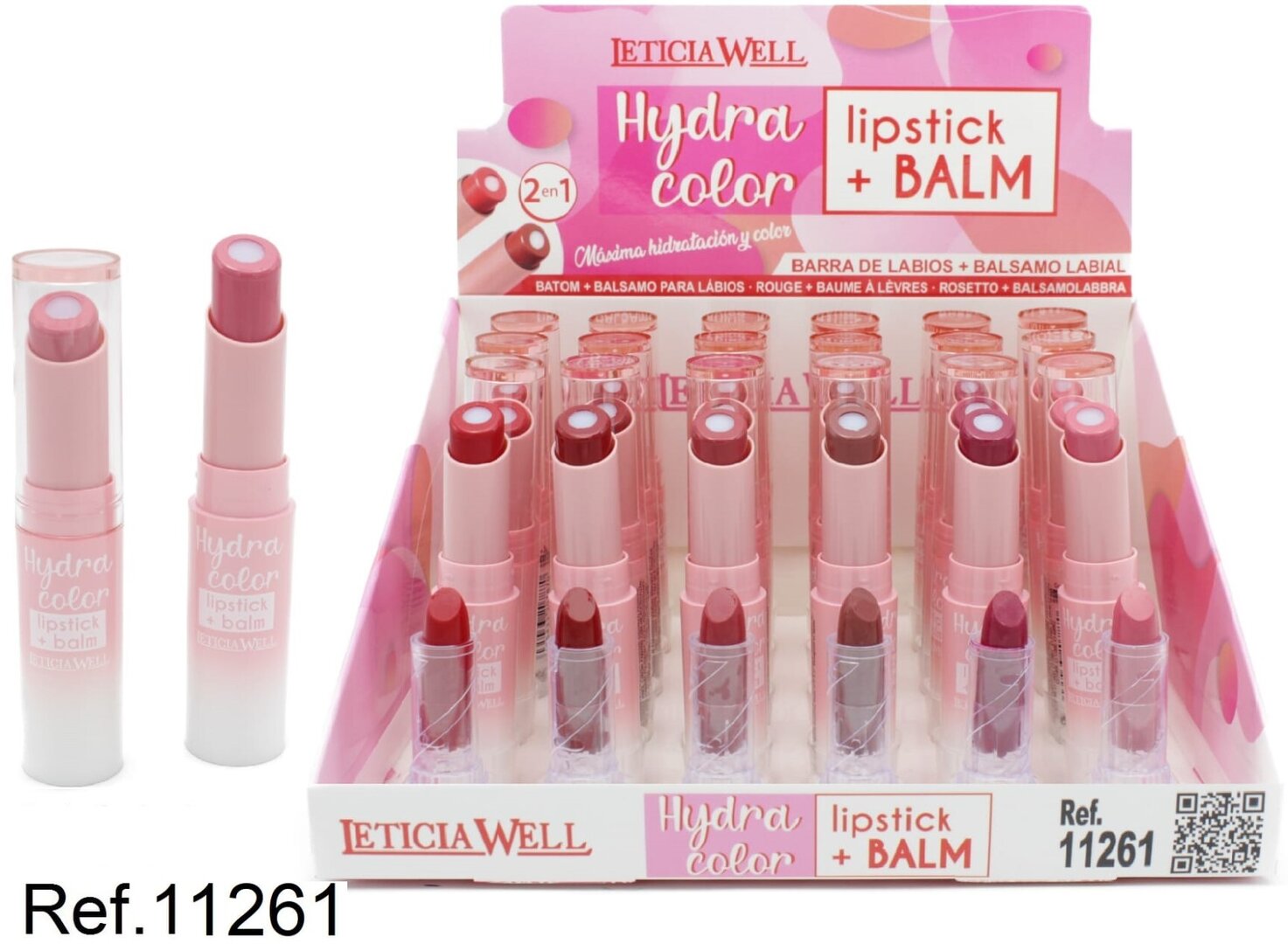 BARRA DE LABIOS + LIPBALM (0.75€ UNIDAD) PACK 24 LETICIA WELL