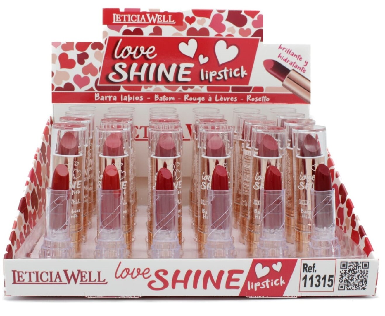 BARRA DE LABIOS LOVE SHINE 315 (0.52 € / UNIDAD) PACK 24 LETICIA WELL