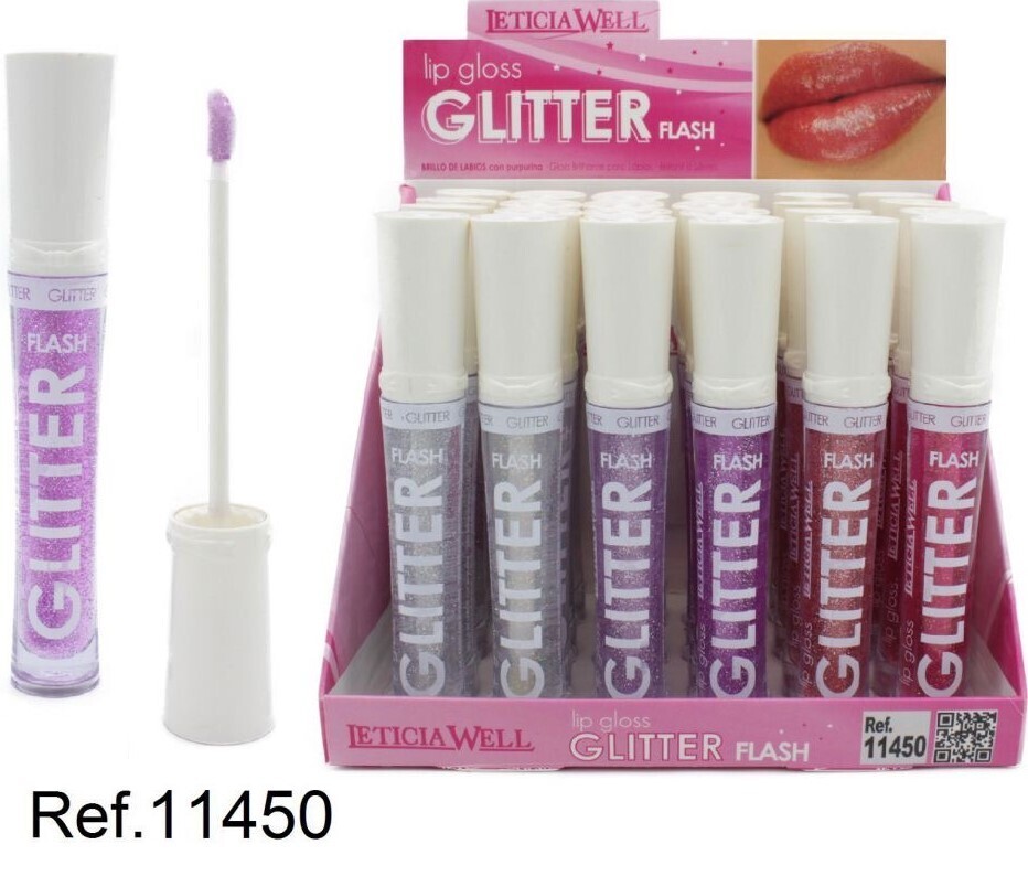 BRILLO LABIOS GLITTER FLASH 6 color(0.59€‚ UNIDAD) PACK 24 LETICIA WELL