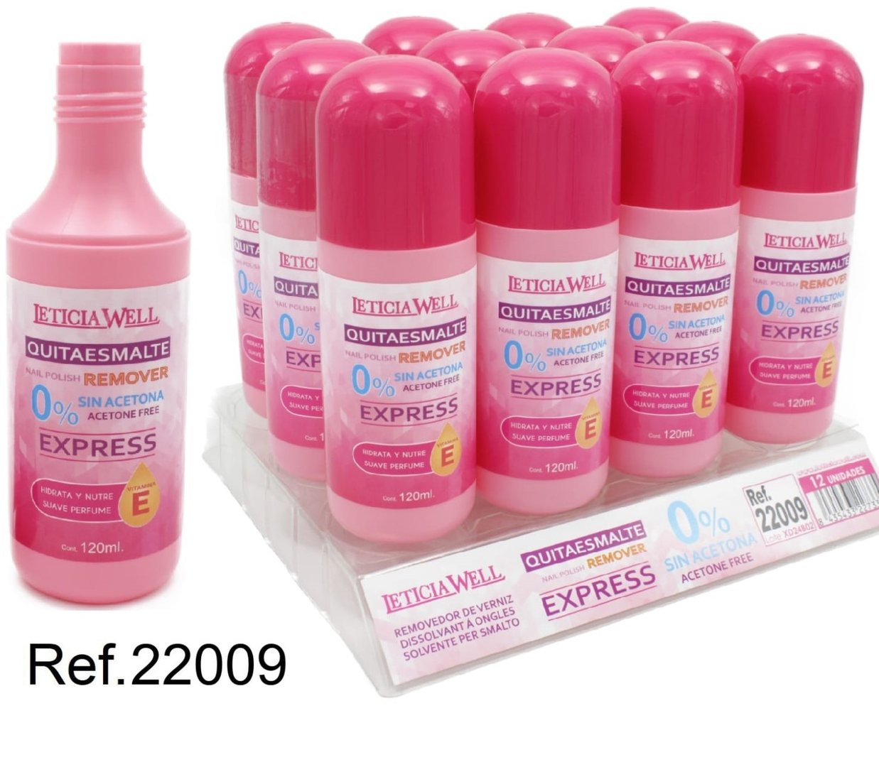 QUITAESMALTE EXPRESS 120ML(0.79€‚ UNIDAD) PACK 12 LETICIA WELL