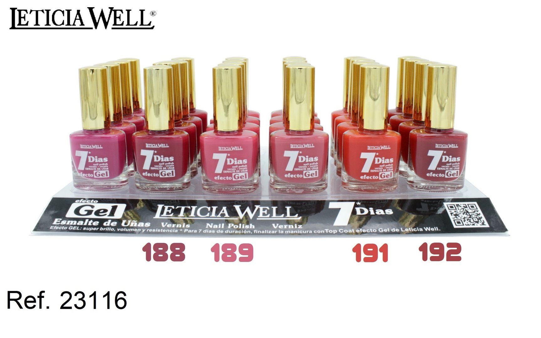 laca de uñas 7 dias gel(0,57 € UNIDAD) PACK 24 LETICIA WELL