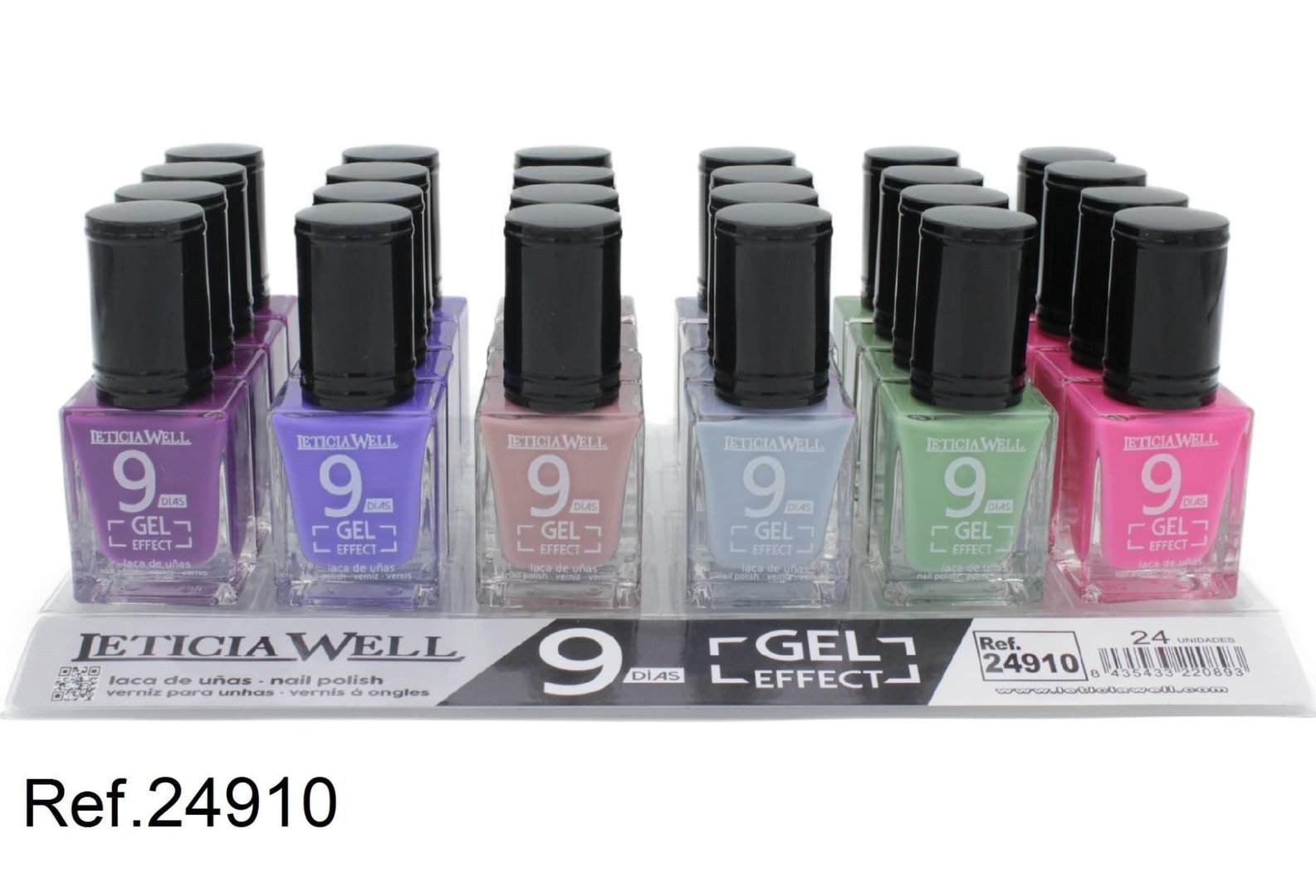 laca de uñas 9 dias efecto gel(0,55 € UNIDAD) PACK 24 LETICIA WELL