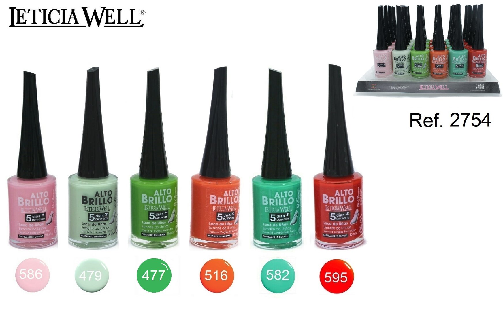 laca de uñas 5 dias alto brillo(0,29€ UNIDAD) PACK 24 LETICIA WELL