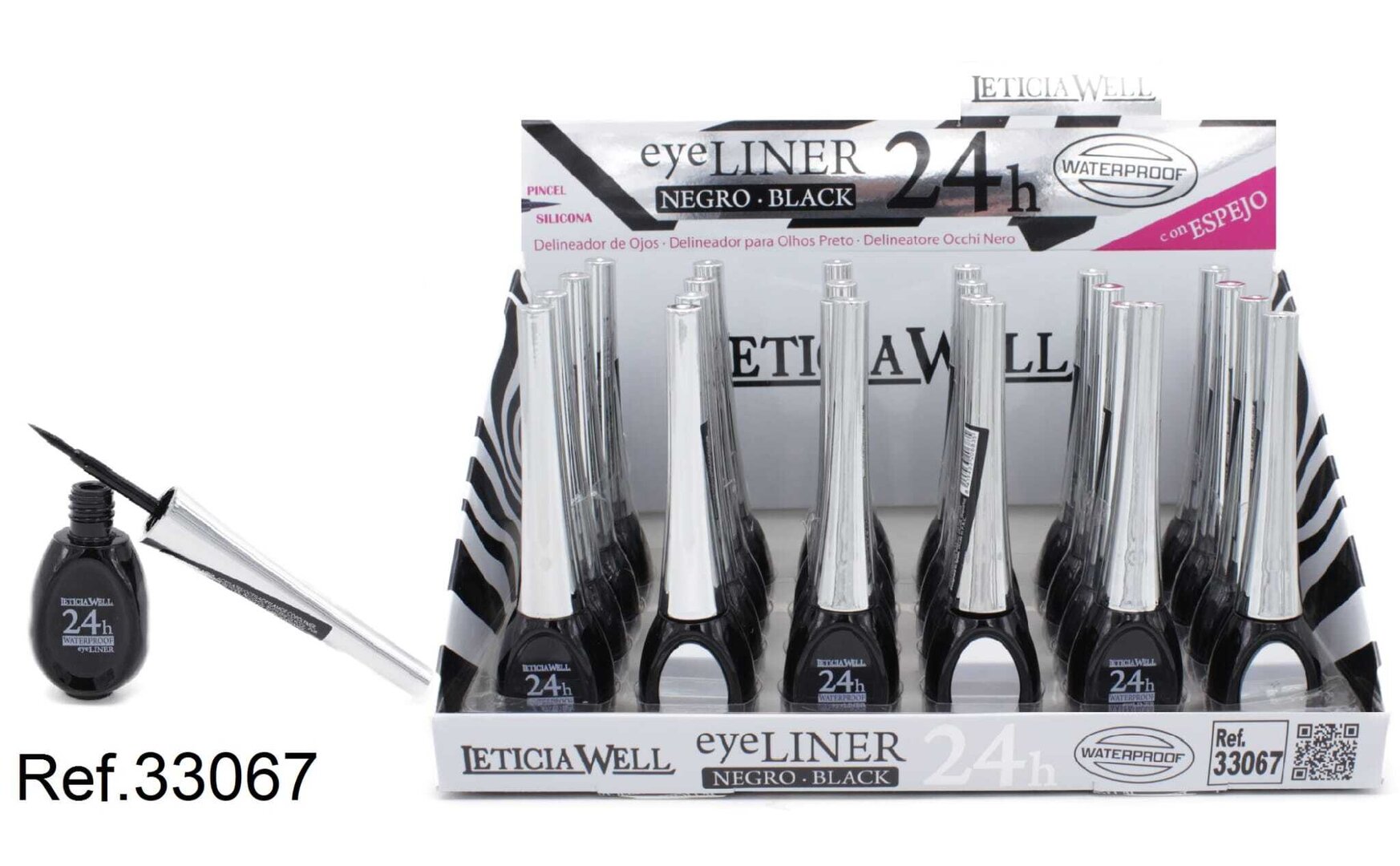 EYELINER BLACK WATERPROOF 24H CON ESPEJO (0.65 €‚ UNIDAD) PACK 24 LETICIA WELL