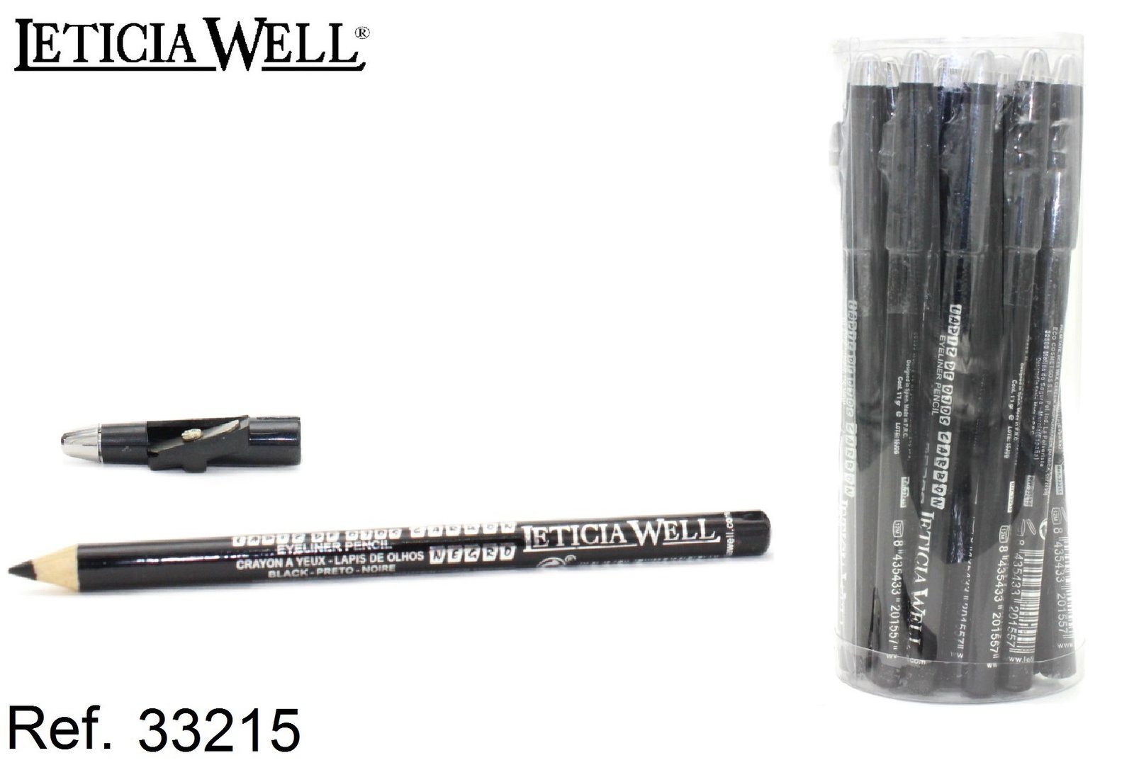 LAPIZ DE OJOS NEGRO CON SACAPUNTAS (0.39€ UNIDAD)PACK 20 LETICIA WELL