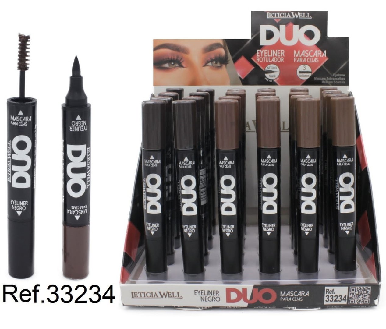 MASCARA DE PESTAÑAS + EYELINER (1.19€‚UNIDAD) PACK 24 LETICIA WELL