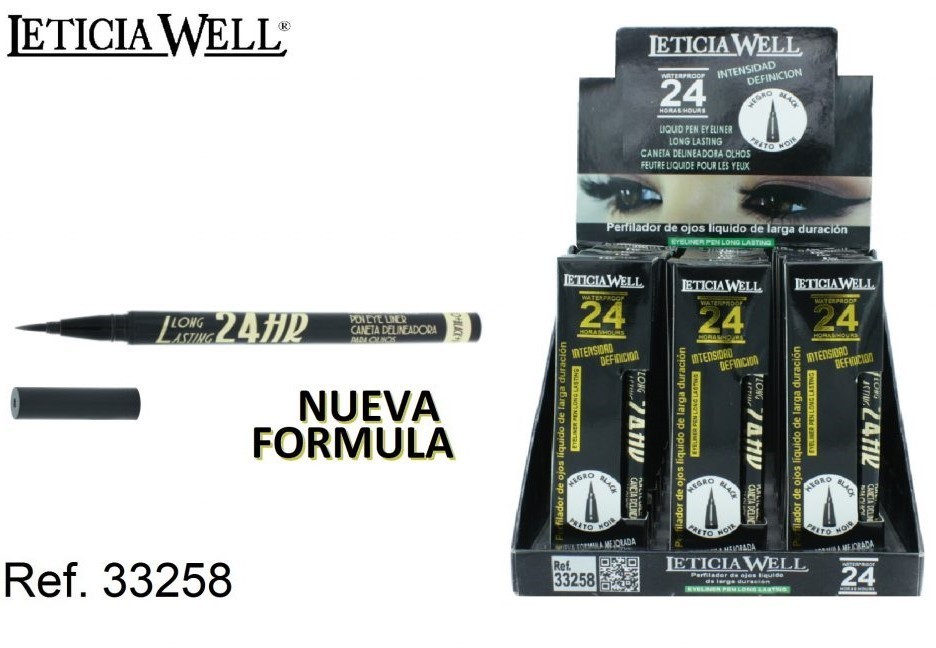 LAPIZ PERFILADOR DE OJOS LIQUIDO 24H NEGRO(1.30€‚ UNIDAD) PACK 18 LETICIA WELL