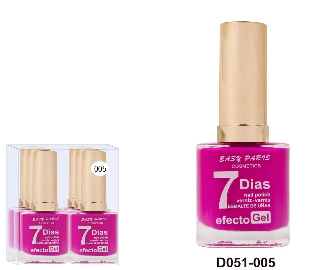 laca de uñas 7 dias efecto gel 13ML(0,59 € UNIDAD) PACK 6 EASY PARIS