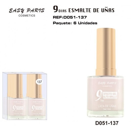 laca de uñas 7 dias efecto gel 13ML(0,59 € UNIDAD) PACK 6 EASY PARIS