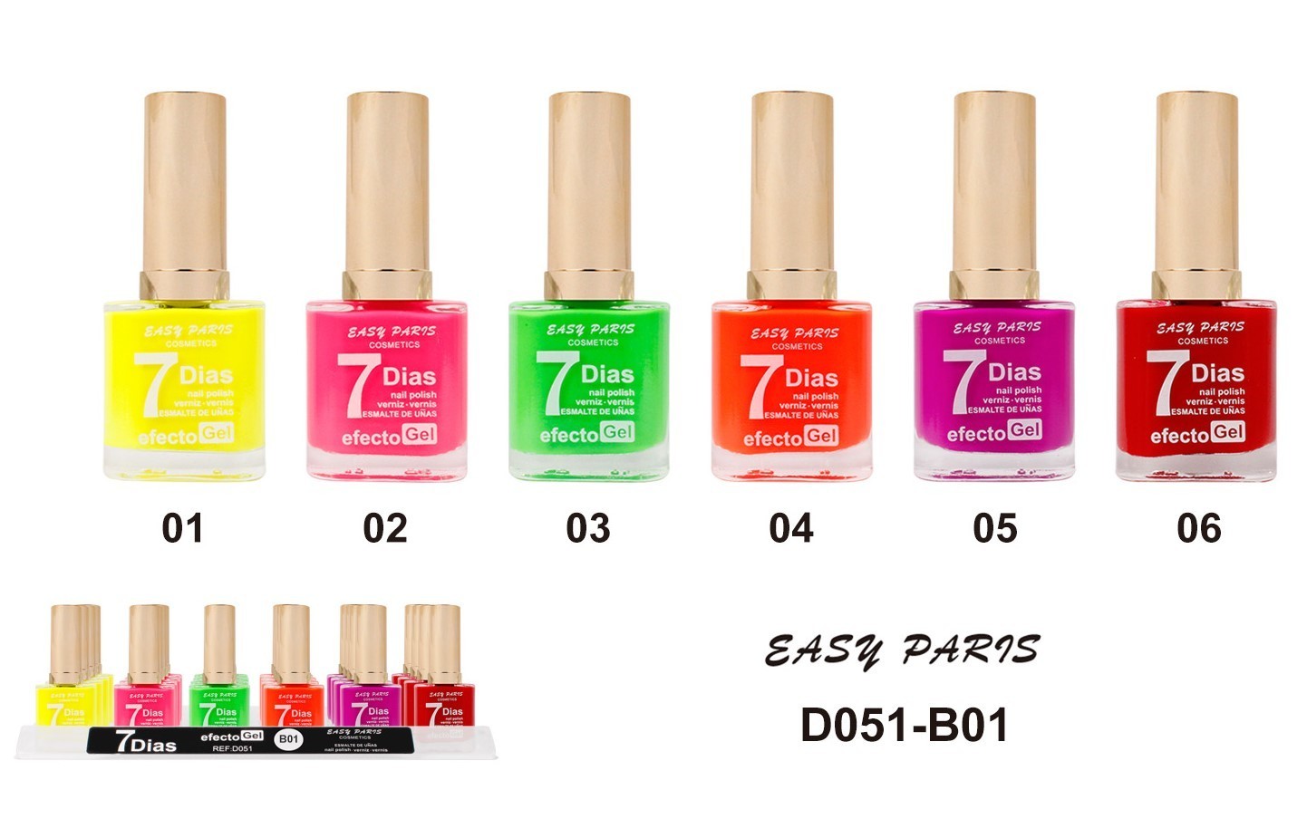 laca de uñas 7 dias efecto gel 13ML(0,55 € UNIDAD) PACK 24 EASY PARIS