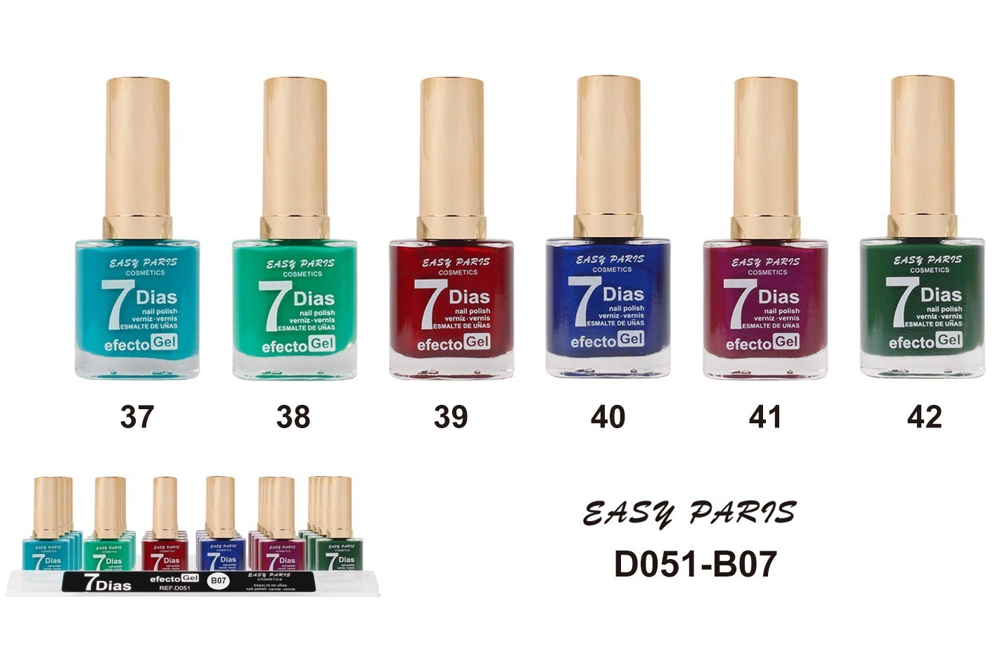 laca de uñas 7 dias efecto gel 13ML(0,55 € UNIDAD) PACK 24 EASY PARIS