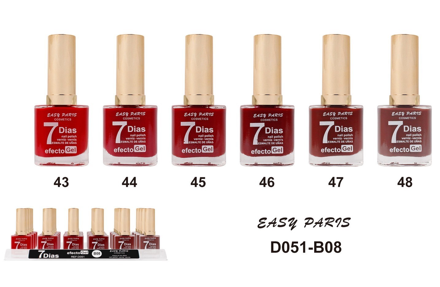 laca de uñas 7 dias efecto gel 13ML(0,55 € UNIDAD) PACK 24 EASY PARIS