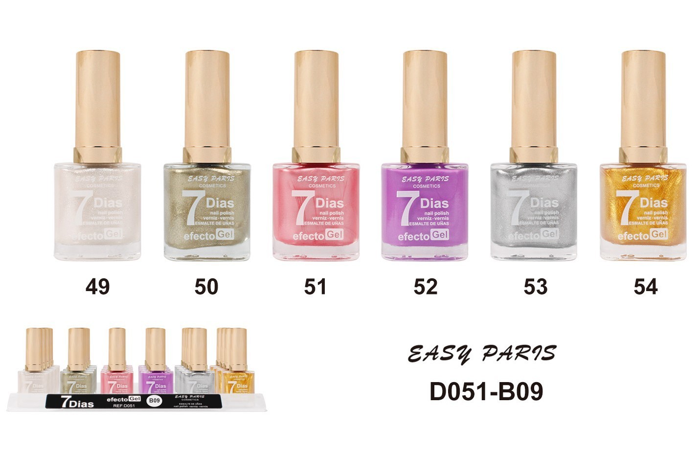 laca de uñas 7 dias efecto gel 13ML(0,55 € UNIDAD) PACK 24 EASY PARIS