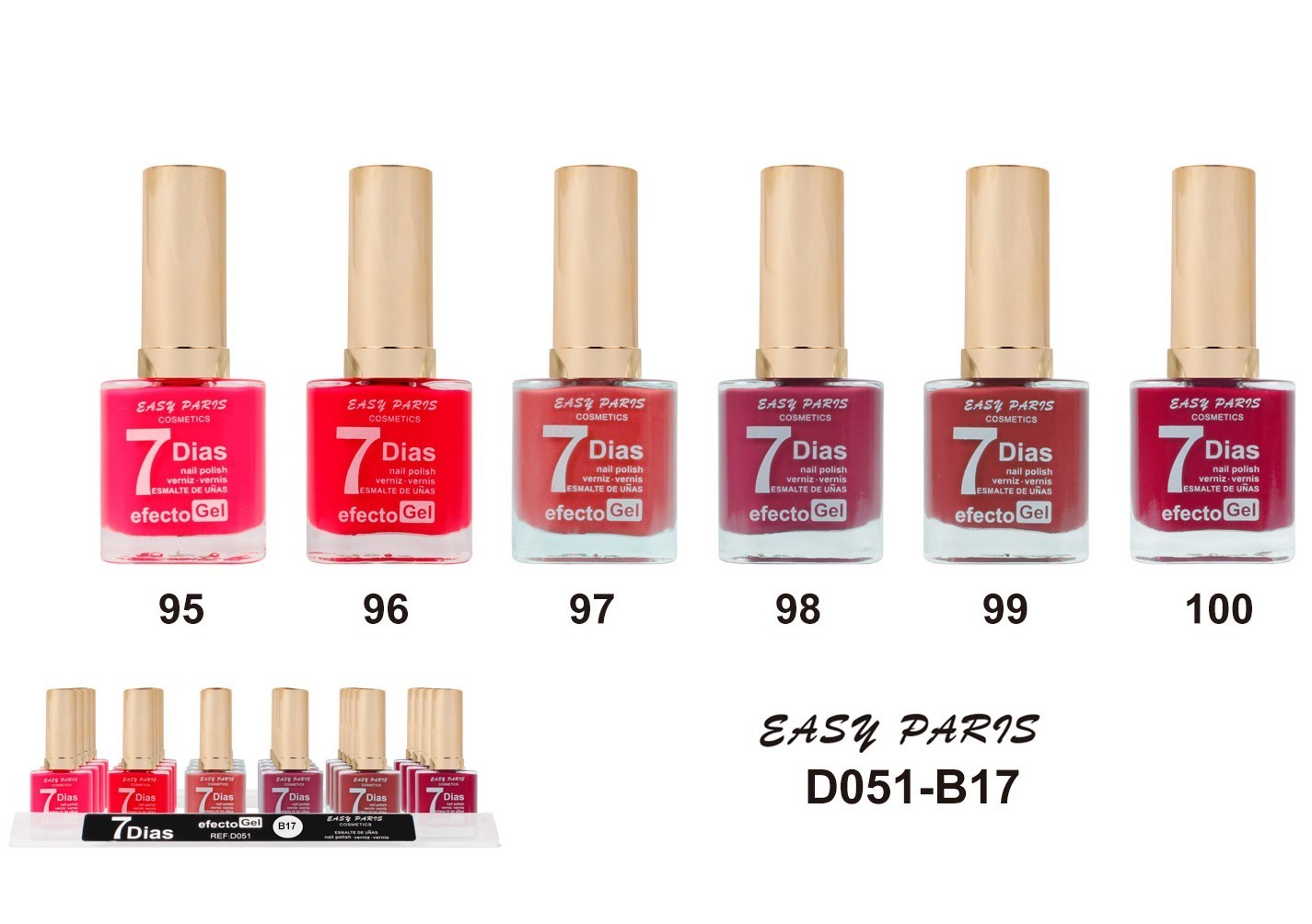 laca de uñas 7 dias efecto gel 13ML(0,55 € UNIDAD) PACK 24 EASY PARIS