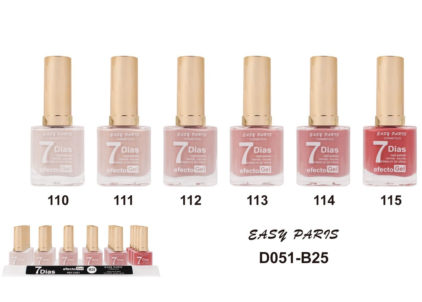 laca de uñas 7 dias efecto gel 13ML(0,55 € UNIDAD) PACK 24 EASY PARIS